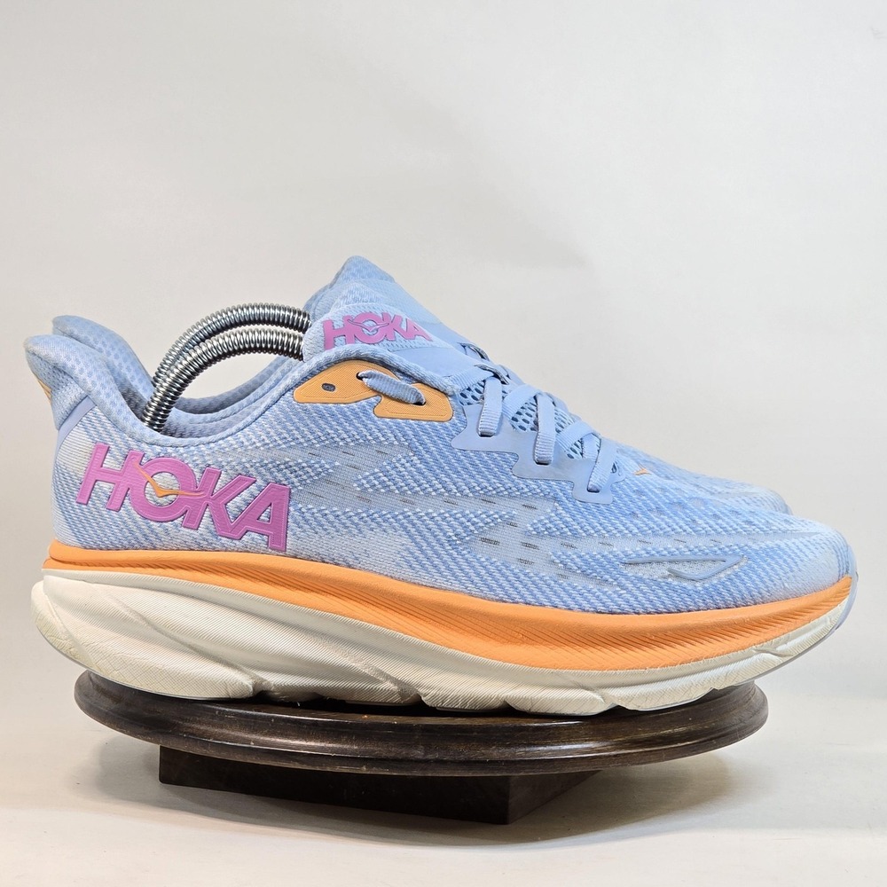 Hoka One One Women's Light Blue and Peach Sneakers Run Large